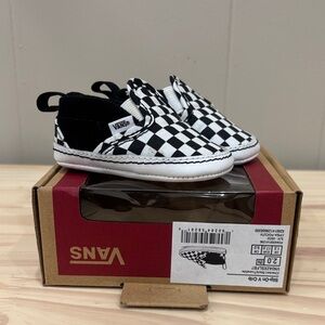 Vans Newborn Infant Baby Black and White Checker Slip-On V Crib Sneakers